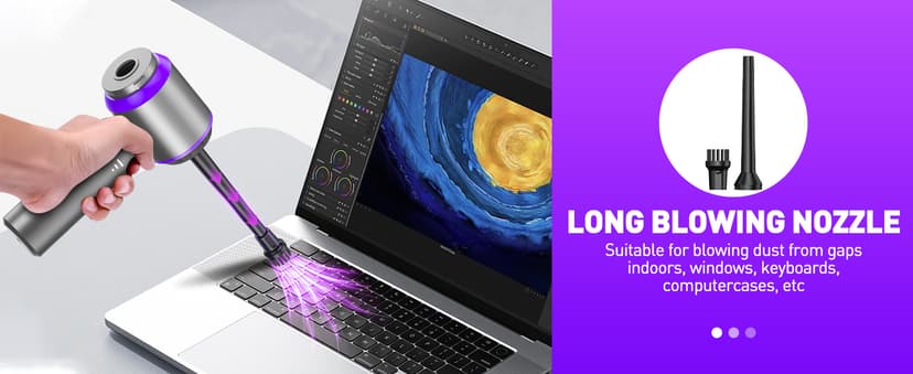 Vacuum/Air Duster 80,000RPM Super Power Mini Car Vacuum Cleaner 4-in-1 air Blower Gun Air Duster & Air Blower & Pump Hand Electric air Duster Handheld dust Blower Blower Cordless (Purple)