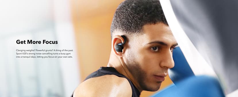 Soundcore Sport X20 by Anker, True-Wireless Workout Earbuds, Rotatable and Extendable Ear Hooks, Noise Cancelling, Deep Bass, IP68 Waterproof, Sweatproof, Dustproof, 48H Play, Sport Earbuds for Gym
