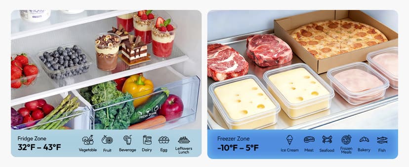 18 Cu.Ft. French Door Refrigerator with Ice Maker, Refrigerator with Freezer Drawer, Frost-Free, UL Certified, French Door Fridge with 3 Smart Cooling Modes