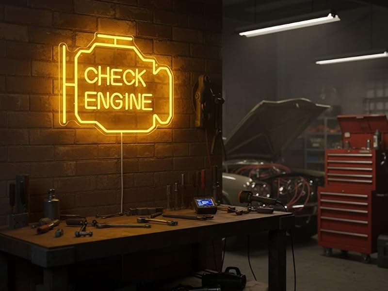 Check Engine Light Neon Sign for Man Cave Decor, LED Garage Wall Art, Funny Gifts for Dad & Car Guys, Man Cave Auto Repair Shop Mechanics Workshop Sign, USB Powered(15.7x11.8in,Yellow) B0BK972XV2