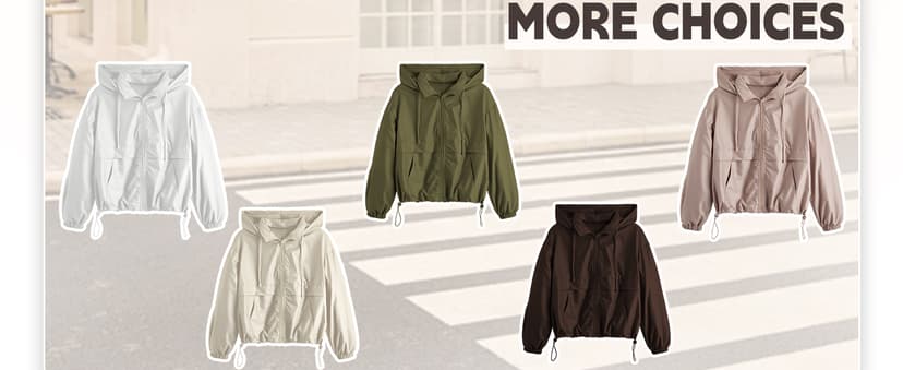 Verdusa Women's Zip Up Lightweight Windbreaker Jacket Sport Casual Workout Hoodie Outerwear with Pockets Rainy Day Outfits