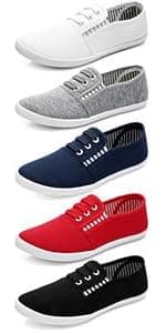 kufeiti Women's Canvas Slip On Shoes Sneakers for Women Fashion Comfortable White Black Elastic Sneakers for Women