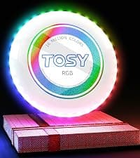 TOSY Flying Disc - 108 RGB Multicolor or 36 Monocolor LEDs, Super Bright, Smart Modes, Christmas Stocking Stuffers Gift, Camping Toy for Kid/Teen/Adult, Auto Light Up, Rechargeable, Waterproof, 175g