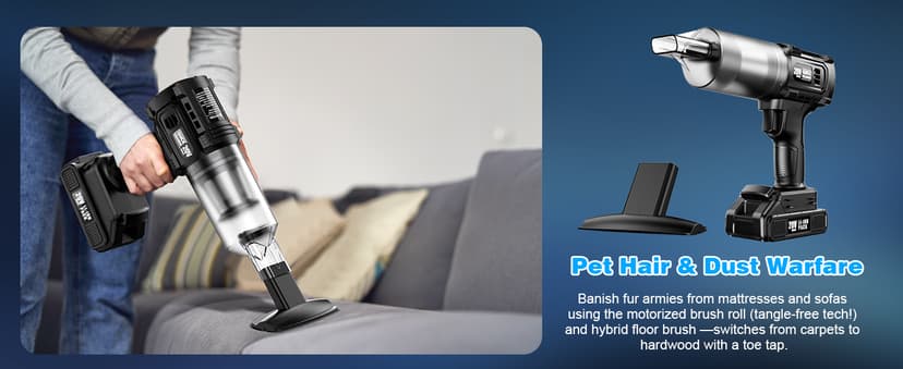 Handheld Vacuum Cleaner Cordless- 35000PA Strong Suction for Car & Home, Car Vacuum Portable Rechargeable Lightweight for Pet Hair with HEPA Filter, Quick Clean in Office/Desk/Couch (Black)