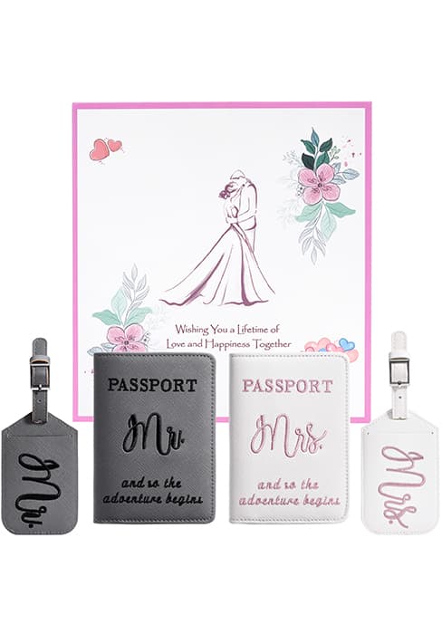 Bridal Shower, Engagement & Wedding Gifts – Personalized Registry Essentials for Just Married Newlyweds Chelmon Mr and Mrs Tags for Couples, Bride Groom Honeymoon Travel Gifts B07SSFDVMZ