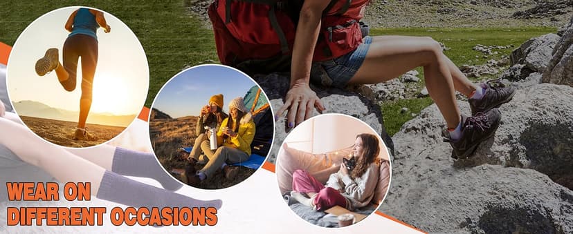 LINEMIN Wool Socks for Women Winter Warm Hiking Thick Warm Cozy Boot Crew Gift Socks 5 Pairs