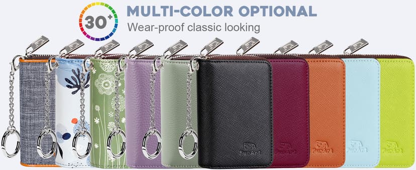 FurArt Zipper Wallet Women, RFID Blocking Credit Card Wallet, Business Card Holder, Compact Size KeyChain Wallet