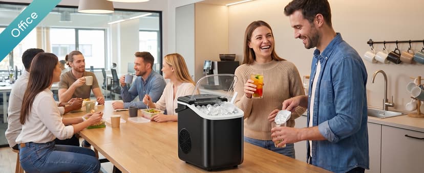 DUMOS Ice Maker Countertop, Ice Machine with Portable Handle, Basket and Scoop, 26lbs Daily, 9 Bullet Cubes in 6~8 Mins, Auto-Cleaning for Home, Kitchen, Office, Outdoors, RV Camping