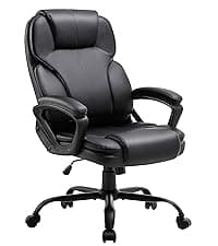 Ergonomic Office Chair with High Back, Comfy Desk Chair, Adjustable Executive Office Chair for Home Office, Big and Tall Computer Chair Heavy Duty, 360° Swivel, Faux Leather Black