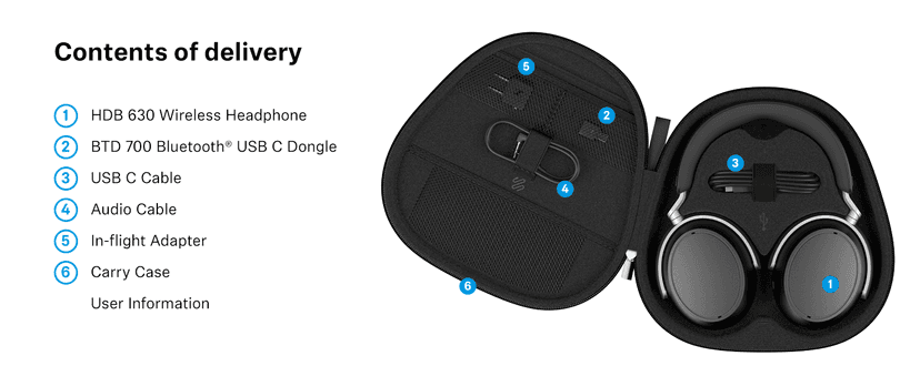 Sennheiser HDB 630 Wireless Over-Ear Headphones - Hi-Res Audiophile Sound, Adaptive Noise Cancellation, Parametric EQ, 60 Hour Battery Life, Includes USB-C Low-Latency Bluetooth Adapter - Black