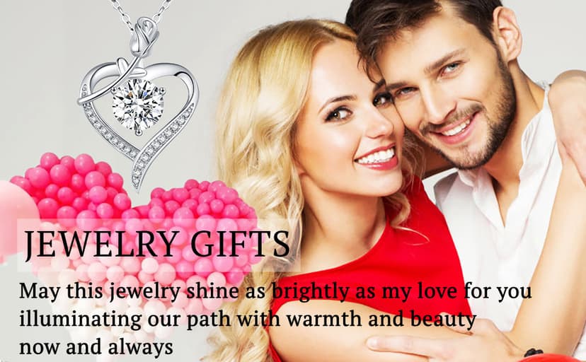 Rose Heart Pendant Necklace for Wife Moissanite Lab-Created Gem Jewelry for Women I Love You Wedding Anniversary Birthday Christmas Valentines Engagements Mothers Day for Her Girlfriend Mom Daughter