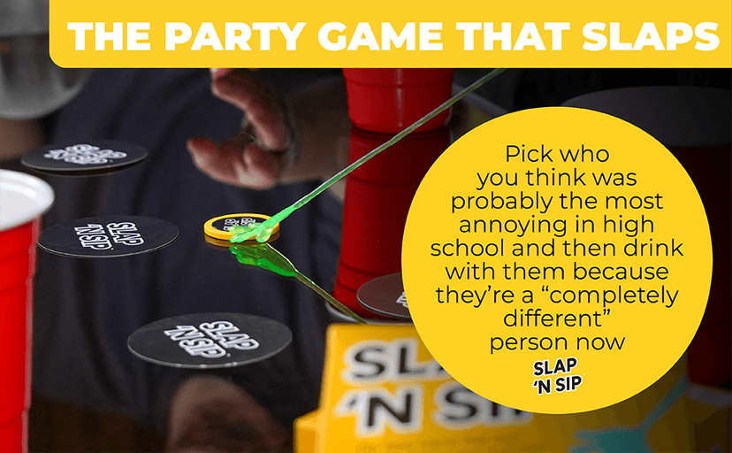 Slap N Sip A Hilarious Drinking Game with Sticky Hands, 200 Cards & A Sip Chip, Fast-Paced Adult Party Game for Game Nights, Funny Gift for Adults Ages 21+