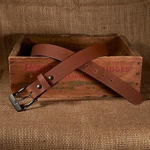 Nohma Leather Men's Leather Belt, Made in USA, Full-Grain Leather, Casual Everyday Wear Belts, Amish Handmade 1.5" Width