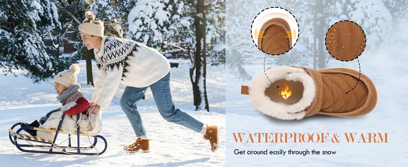 Spesoul Winter Boots for Women Waterproof Snow Boots Fuzzy Zero Drop Winter Shoes Slip On Ankle Booties for Outdoor Walking