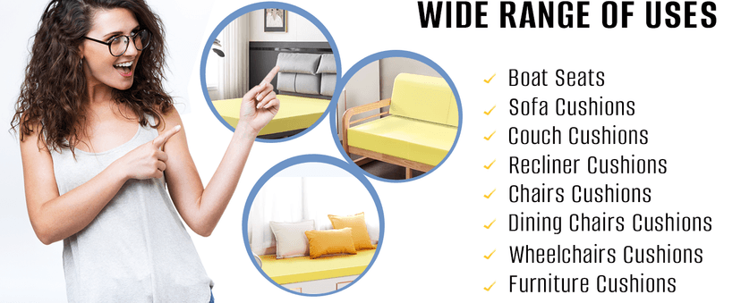 High Density Upholstery Foam Sheet, 1 x 16 x 79 Inch Yellow Polyurethane Padding, Cut-to-Size Cushion Replacement for Couch, Chair, Sofa, Bench & DIY Projects