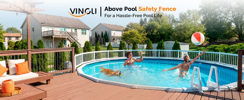 VINGLI Above Ground Pool Safety Fence,Swimming Pool Fences, Pool Fencing,White (Kit A-8 Sections)