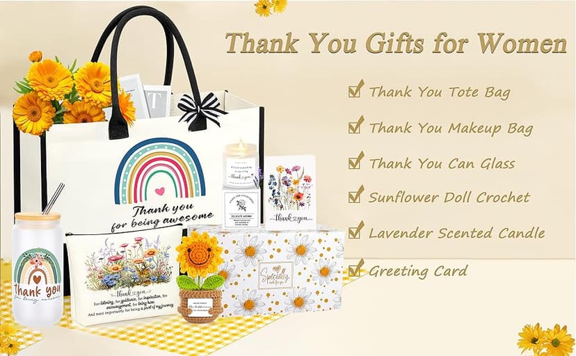 Thank You Gifts for Women Coworkers, Appreciation Farewell Goodbye Going Away Gifts for Coworker Friends Teacher Employees, Christmas Mothers Day Birthday Gifts for Women Set of 6