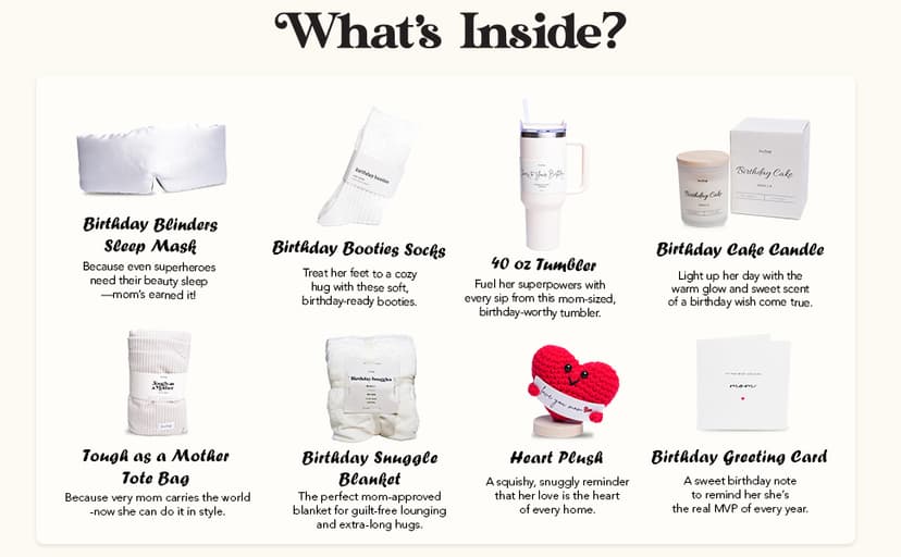 lovebug Mom Birthday Gifts - Thoughtful Gift Box for Mom with Blanket, Candle, Tumbler, Socks, Self Care Items - Get Well Soon Care Package Set - Birthday Gift Basket for Women