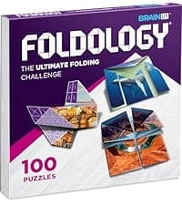 FOLDOLOGY - The Origami Puzzle Game! Brain Teasers for Tweens, Teens & Adults | Travel Game, Hands-On STEM Toy, Stocking Stuffer, Gift for Ages 10+ | Fold the Paper, Complete the Picture | 100 Puzzles