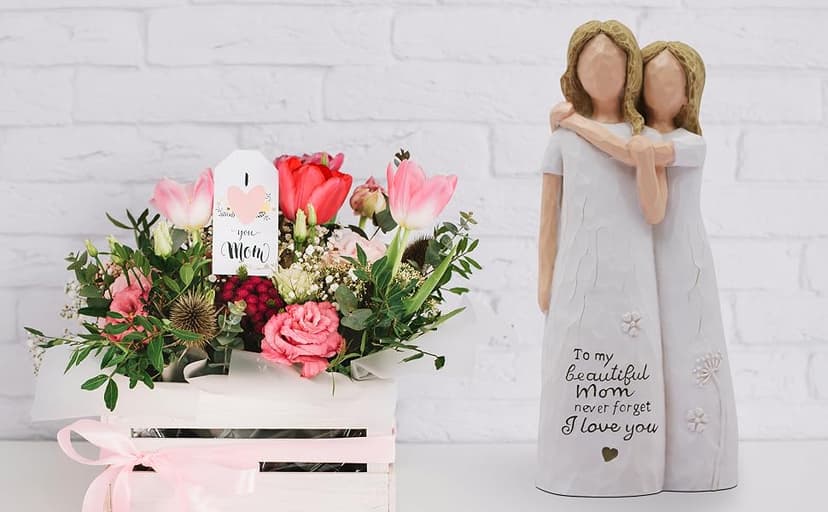 Birthday Gifts for Mom,Mother of The Bride Gift,Christmas Mothers Day,Mother Daughter Statue Mom Birthday Gifts from Daughter,Gifts for Mom Hand-Painted Figurines B0D9QCPWTW