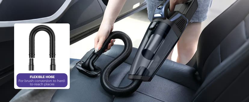 Pet Hair Handheld Vacuum Cordless: 20000PA High Power Car Vacuum with Motorized Brush and LED Light, Rechargeable Hand Held Vacuum Cleaner with Reusable Filter for Car, Home, Office & Pet, Blue