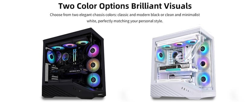 Lian Li V100 ATX Mid-Tower PC Case, 4 x 120mm ARGB PWM Fans Pre-Installed, LED RGB Strip, Display Platform with Tempered Glass, Support 420mm GPUs, 360mm Radiator, Optimized Airflow - Black (V100RX)