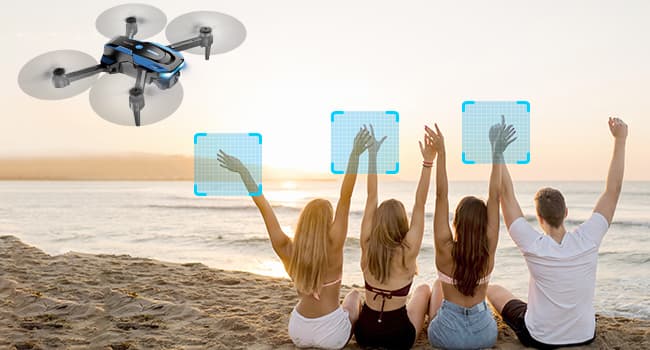 Drone with 1080P Camera - Foldable Remote Control Quadcopter with Gesture Control, 3D Flip, One Key Start, Emergency Stop, 2 Batteries, Easier to use, Toy for Adult Beginners, Black&Blue