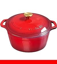 Mueller DuraCast 6 Quart Enameled Cast Iron Dutch Oven Pot with Lid, Heavy-Duty, Oven Safe up to 500° F & Across All Cooktops, Wedding Registry Ideas & Gifts, Emerald