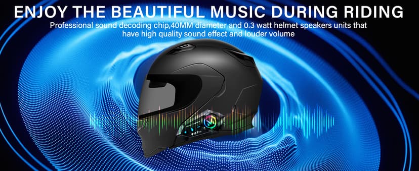 Motorcycle Helmet Bluetooth Headset 2 Way Intercom 550 Yards,HIFI Sound,Noise Cancellation,Music Share,1000mAh,Helmet Speakers Headphones FM,Easy to Connect/Use with Gloves,Waterproof,Voice Assistant