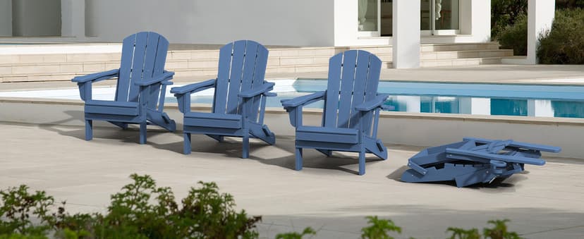 SERWALL Folding Adirondack Chair, HDPE Adirondack Chairs Set of 2, Plastic Outdoor Chairs- Looks Exactly Like Real Wood- Navy