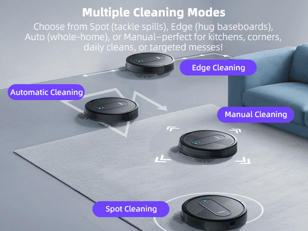 MONSGA Robot Vacuum Cleaner, 4000Pa Powerful Suction Robotic Vacuum, 3.2" Super-Slim, 140Min Runtime, Vacuum Robot for Hard Floor/Low Pile Carpet/Pet Hair, Remote/App/Voice Control, Schedule Clean