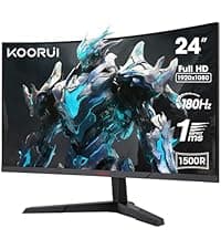 KOORUI 25 Inch Curved Gaming Monitor 240Hz FHD 1080P Computer Monitor, 1500R 1ms MPRT Display, Adaptive Sync, 90% DCI-P3,HDR, Eye Care, Tilt Adjustable, VESA 75x75mm, Black,G2511XC