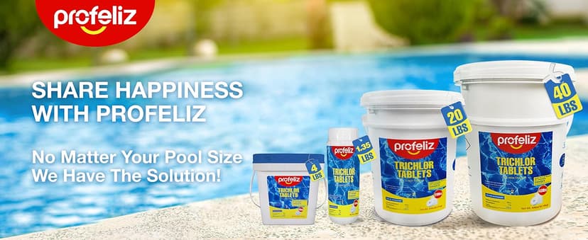 PROFELIZ 2-Pack Chlorine Tablets 3 Inch for Swimming Pools, Kills Bacteria and Stops Algae, Slow Dissolving,Exclusive Protective Packaging,Pool Chlorine Tablets,2X 40 lbs Bucket,Total of 80lbs