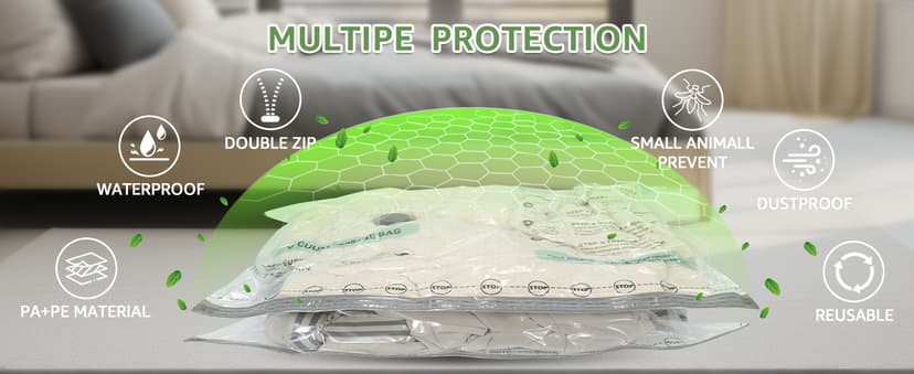 Vacuum Bags for Travel with Rechargeable air Pump, 9 Packs of 3 Sizes Vacuum Seal Bags for Clothing (9 Combo Set)