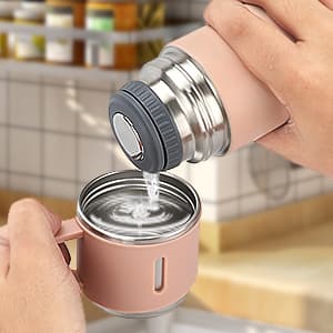 Stainless Steel Thermo 500ml/16.9oz Vacuum Insulated Bottle with Cup for Coffee Hot drink and Cold drink water flask.(Pink,Single)