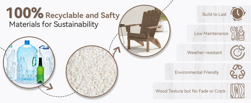 Adirondack Chairs, Folding Chairs Set of 4, Heavy Duty Weather-Resistant Patio Chairs with Wide Armrests & Ergonomic High Back, HDPE Fire Pit Seating for Backyard, Garden, Porch