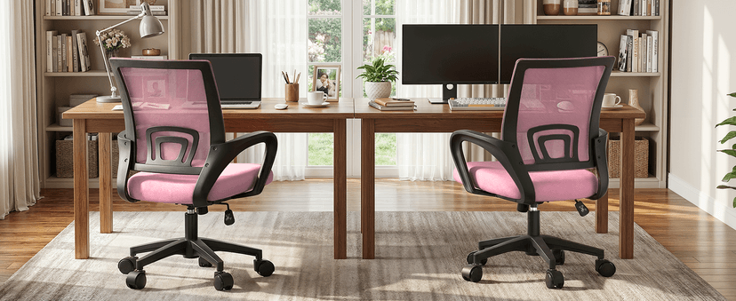 Magshion Ergonomic Office Desk Chair, Mid-Back Mesh Computer Chair, Swivel Chair with Breathable Backrest & Lumbar Support, Adjustable Height for Gaming, Work, Study, 300 Lbs Capacity, Black