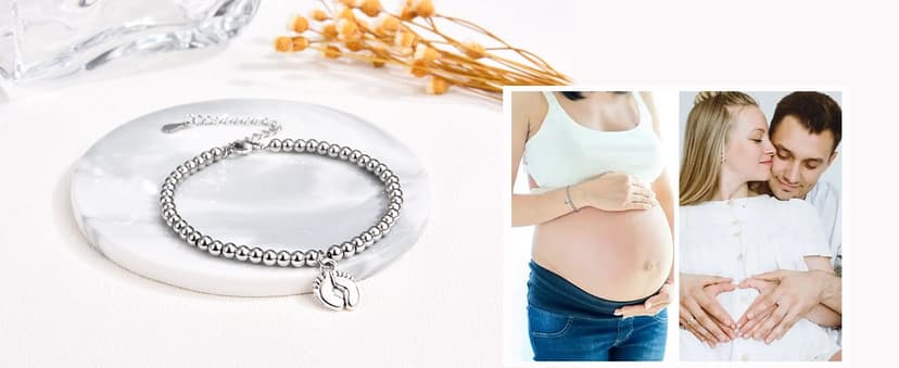 First Mothers Day Birthday Christmas Pregnancy Gifts for 1st Time Mom Gifts for New Mom Pregnant Women Mom to Be, Feet Charm Bracelet Jewelry B0CZMLLHL2