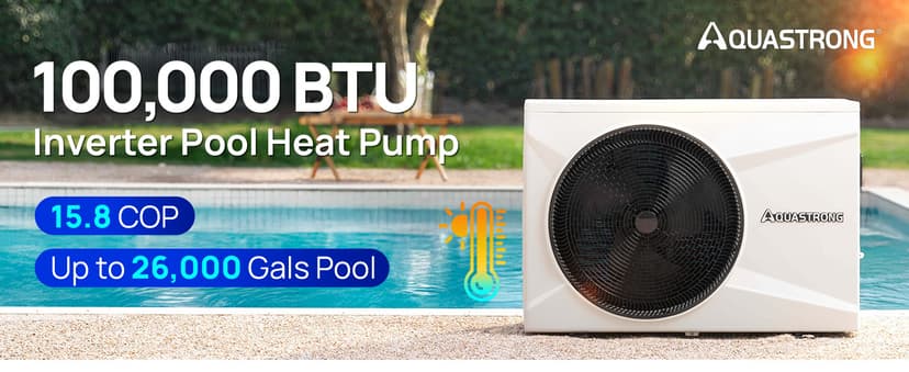 AQUASTRONG Inverter Swimming Pool Heat Pump,Pool Heater for Above Ground and Inground Pool Heating and Cooling Pool Heater, Smart WiFi Control Pools Up to, 26000 Gallons