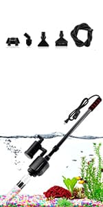 AQQA Electric Aquarium Gravel Cleaner, 6 in 1 Automatic Fish Tank Cleaning Tools Gravel Vacuum for Aquarium, Suitable for Change Water Wash Sand Water Filter and Water Circulation (320GPH, 20W)