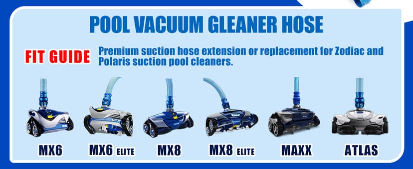 Pool Cleaner Hose for Zodiac MX6 MX8 Twist Lock Pool Vacuum Hose Replacement Parts 39 Inch R0527700 MX6 MX8(6pack)
