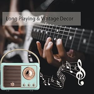 Retro Bluetooth Speaker, Wireless Portable Speaker with Crystal Clear Stereo Sound and Rich Bass, Vintage Decor, Retro Decor, Gifts for Teen Girls Boys Women (Blue)