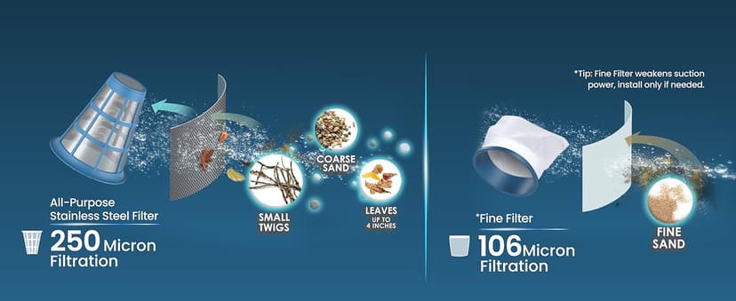 KOKIDO 2025 Cordless Pool Vacuum with 72” Pole, Standard & Fine Interchangeable Filters, Ideal for spot Cleaning, 2 Vac Heads, Spot Clean, for Small Above & Inground Pools, Spas Hot Tubs XV320