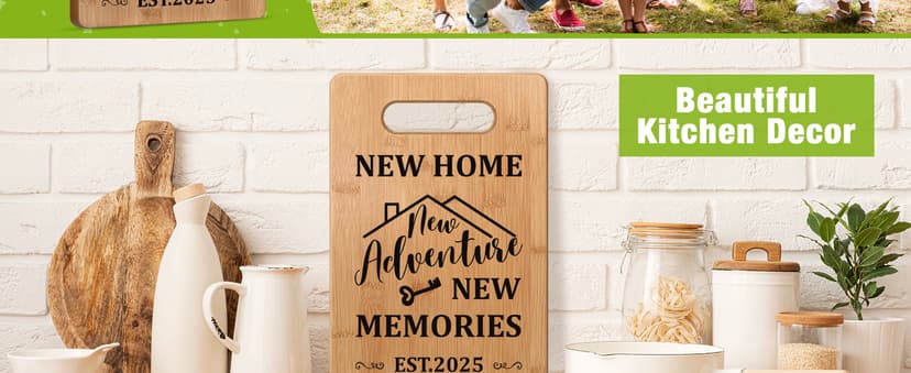 Housewarming Gift for New House Homeowner, House Warming Gifts New Home 2025 Cutting Board Gift, First Home Gift for Neighbor, Realtor Closing Gifts for Home Buyers New Home New Adventure New Memories