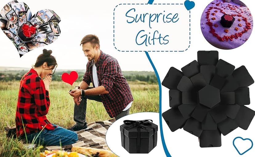 Explosion DIY Gift Set, Exploding Love Box for Couples, Sentimental Gift for Wedding, Birthday Party, Boyfriend, Girlfriend, Scrapbook Style Photo Album, Memory Box