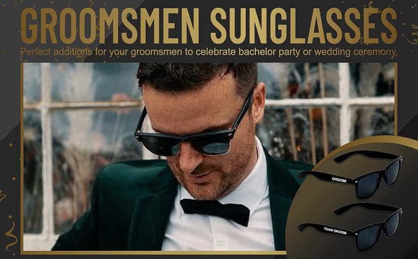 Groomsmen Sunglasses for Men - Wedding Sunglasses for Groomsman Proposal Gifts, Bachelor Party Favors B0C5XBL753