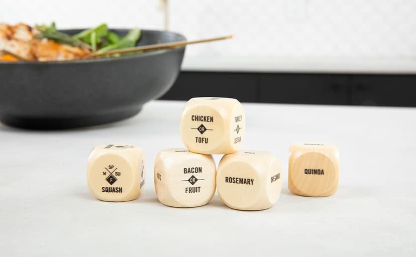 Two Tumbleweeds Foodie Dice - New Edition: Set of 9 Dice to Inspire Creative, Seasonal Meals with Take Out Die - Unique Cooking Gift