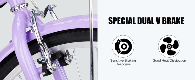 26" Cruiser Bike Commuter Bike 7 Speed Women's Bicycle Beach Cruiser with Ergonomic Upright Design, Adjustable Saddle, Dual Fenders & V Brake and High Carbon Steel Frame