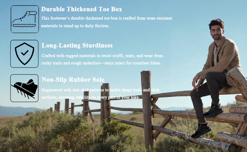 CIVHOM Men Breathable Outdoor Hiking Shoes, Comfortable Trekking Trail Sneakers for Walking & Adventures