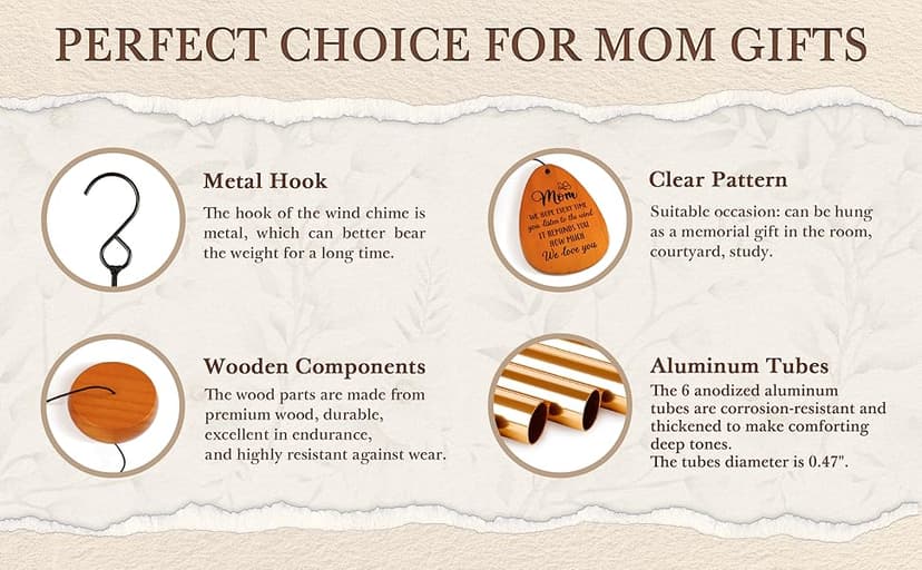 Gifts for Mom, Moms Wind Chimes, Mother's Day Best Gift for Mom, Mother Birthday Gift from Daughter Son, Love Reminder Gifts for Birthday Thanksgiving Christmas